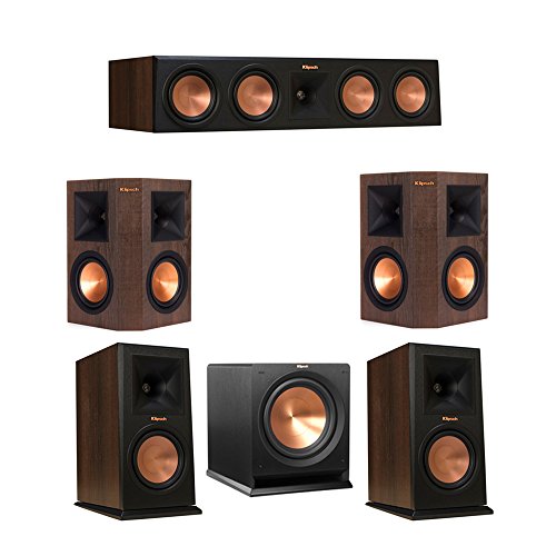 Klipsch 5.1 Walnut System Bundled with 2 RP-160M Monitor Speakers, 1 RP-450C , 2 Klipsch RP-250S , 1 Klipsch R-112SW Subwoofer