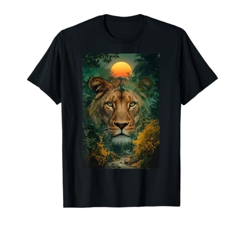 Fort Lion Jungle Afrique Nature Coucher de Soleil Savane Rugissement T-Shirt