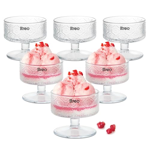 Image of Treo by Milton Flora Dessert Bowls | Wide Mouth for Easy Serving | Perfect for Sundaes, Ice Cream & Layered Desserts | Ideal for Cafes, Parties & Home | Set of 6, 180 ml Each