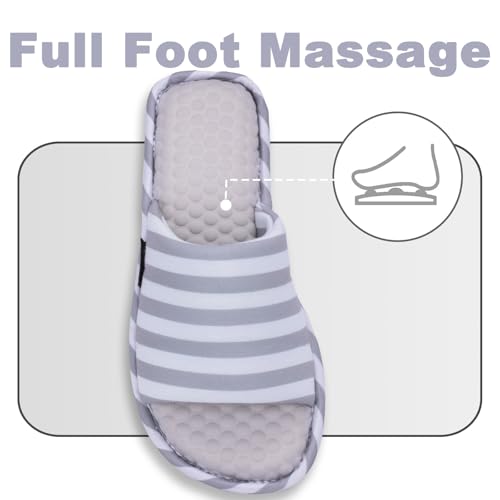 Wide Fit Open-Toe Massage Slippers for Women – Breathable Knit Fabric, Cozy Memory Foam, Non-Slip Indoor House Slides4