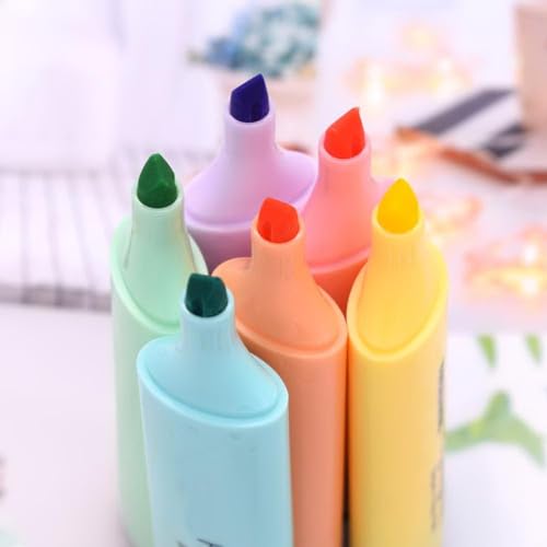 Image of worison 6pcs Highlighter, Pastel Colors Chisel Tip Marker Pen