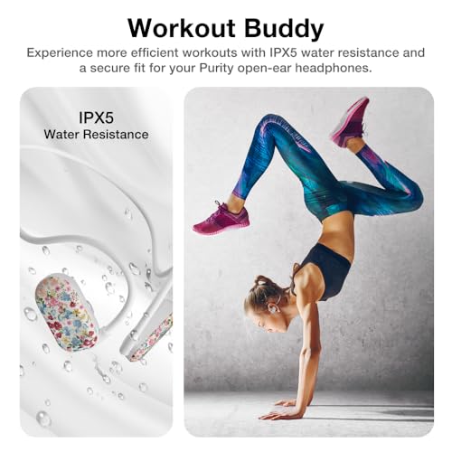 Image of Purity Air Open Ear Headphones - True Air Conduction Wireless Bluetooth Open Ear Earbuds with Dual Mic for iPhone /Android - Secured Long Wearing Comfort, Sports Sweat Resistant (Solstice Bloom)