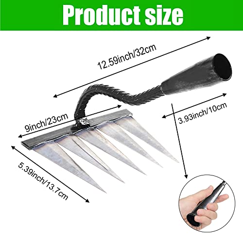 Garden Rake, Gardening Tools Heavy Duty Rake With 5 Metal Tines,Sharp Durable Garden Weeding Tools, All Steel Hardened Hoe Garden Hand Rake Tools For Backyard Lawn Loosening Planting Weeding (5 Tines) #TOP4