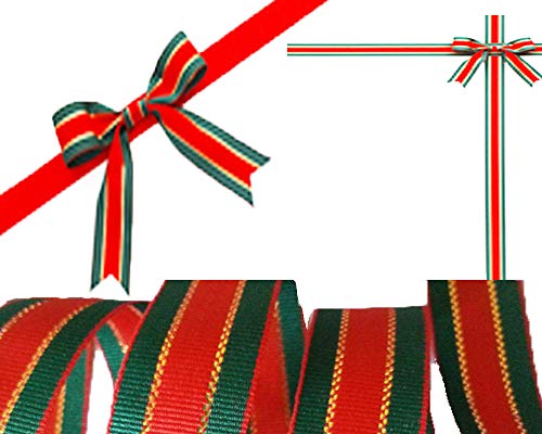 1Mカット売り 一巻売り(約25ヤード） 10MM巾 16MM巾クリスマスリボン MFFS1022 MFFS1023 リボンテープ 手芸用品 手芸材料 趣味 ラッピング ギフト パーティ プレゼント (レッドｘグリーン, 10MM巾-1M)