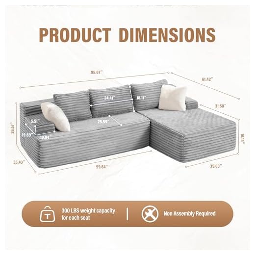 Hobestluk Memory Foam Modular Sectional Sofa