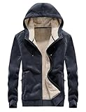 Gihuo Men's Winter Sherpa Lined Hoodie Zip Up Sweatshirt Heavyweight Warm Fleece Jacket with Pockets (Grey, Large)