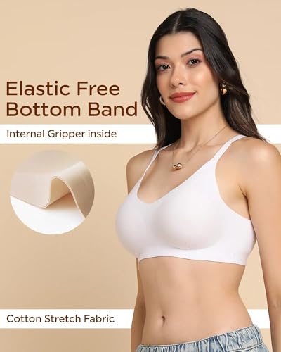 Image of Tweens Cotton Padded Bonded Bra for Women | Full Coverage Wire-Free Bra | Seamless No-Dig Comfort | Breathable Cotton | Elastic-Free Bottom Band & Side Wings | Pack of 1