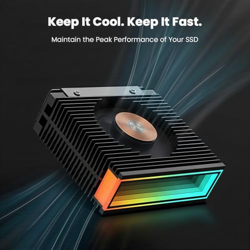 Image of ZORBES M.2 2280 SSD Heatsink with RGB Fan, Dual Cooling NVMe Heatsink Cooler with Aluminum Fins, Addressable RGB Lighting Sync, High Performance Cooling for Gaming PC & Desktop, 5x5x1cm