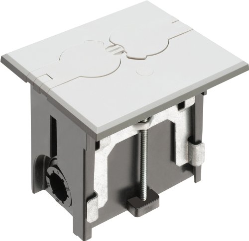 Arlington FLBAF101W-1 Adjustable Floor Box Kit with Outlet and Flip Plate, for Installed Floors, 1-Gang, White, 1-Pack