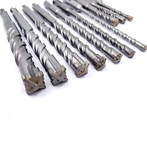 10 Pieces Carbide-Tipped Sds-Plus Rotary Hammer Drill Bit Set For Concrete，Brick,Block,Stone,Masonry #TOP3