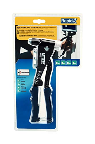 Rapid RP110 Blindnietmutterzange – Nietzange für M3, M4, M5, M6 Blindnietmuttern – Aluminium-Druckguss, Softgrip-Griff, integrierter Montageschlüssel