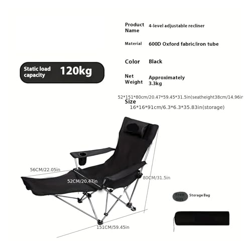 Chaise de camping portable réglable contre le mal de dos - 3