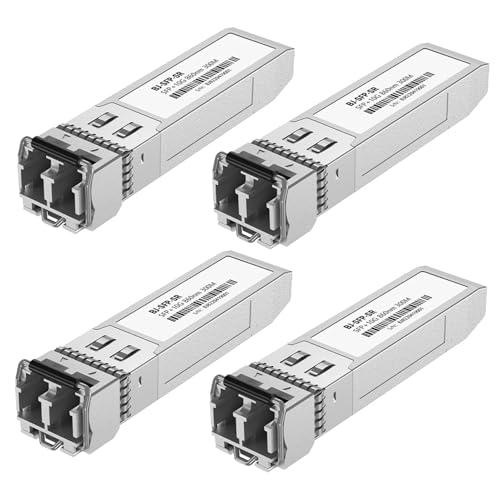 Image of [4 Pack] 10G SFP+ LC Module, 10Gb 850nm Multimode SFP Transceivers, Up to 300 Meters, Plug and Play, Hot Pluggable, Durable Metal Casing