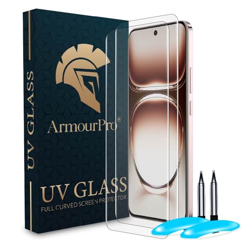 Image of ArmourPro Military Grade UV Tempered Glass Compatible For Oppo Reno 12 Pro 5G (6.7 Inch) With Easy UV Installation Kit | Edge-To-Edge Protector Coverage | Crystal Clear, Pack of 2