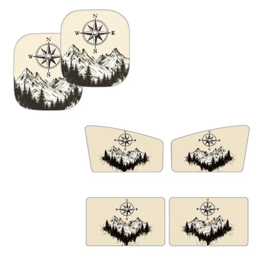 Image of Car Windshield Sun Shade 6 Pack Forest Foldable Car Front Windshield Sun Shade and Side Window Sun Shade UV Rays and Keeps Vehicle Cool for Most Sedan