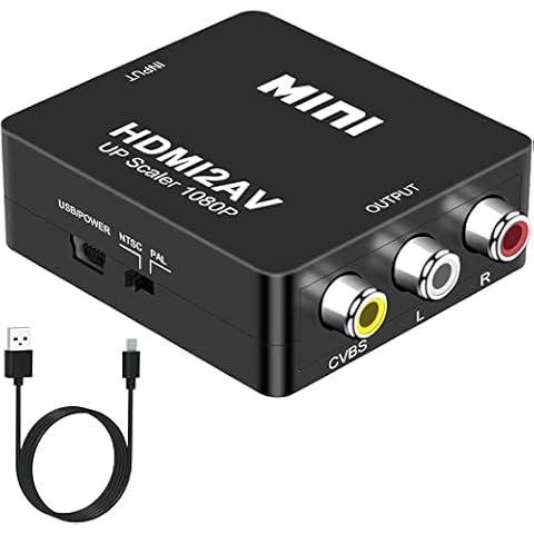 HDMI to RCA Converter, DIGITNOW HDMI to AV Adapter(Female HDMI to RCA),1080P HDMI to 3RCA CVBS Composite Video Audio Converter with 1 USB Charge Cable, Supports PAL/NTSC for PC Laptop Xbox PS3 TV STB Cover