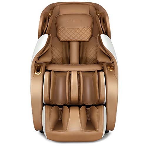 RELAX4LIFE Massagesessel Ganzkörpermassage Massagestuhl Zero Gravity SL Track Relaxsessel Shiatsu Massage Chair mit Wärmefunktion 12 Massageprogramm Sprachfunktion Fußrollen Bluetooth USB (Hellbraun) – Bild 8