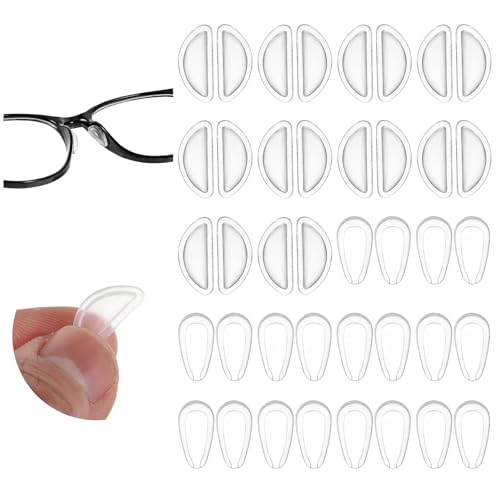 Classicseali 20Pairs Nosepads for Eyeglasses, Silicone Nose Pads for Glasses, Air Bag Anti Slip Spectacle Nose Cushions for Eyeglasses, Replacement Clear Soft Nose Grips for Eyeglass Sunglasses