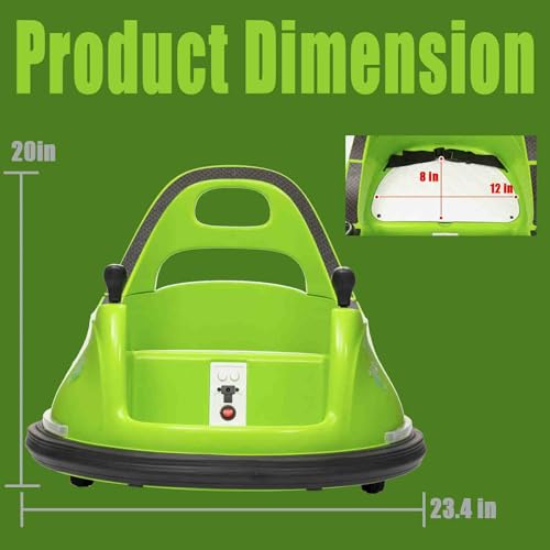 Image of 12V Electric Ride On Bumper Car, Baby Bumping Toy Car Gifts - Electric Vehicle W /Remote Control, Music, Bright LED Lights and 360 Degree Spin for 1.5-6 Years Old Toddlers, Green