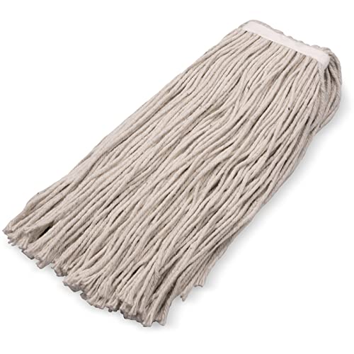 Image of SPARTA Flo-Pac Cotton Mop Head, Cut-End, Narrow Band with White Band for Organized Cleaning, 36 Inches, Tan