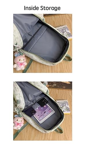 JHTPSLR Preppy Backpack with Plushies Cute Love Hearts Aesthetic Backpack Double Zipper Large Book Bags Waterproof Laptop Backpack (Blue)4