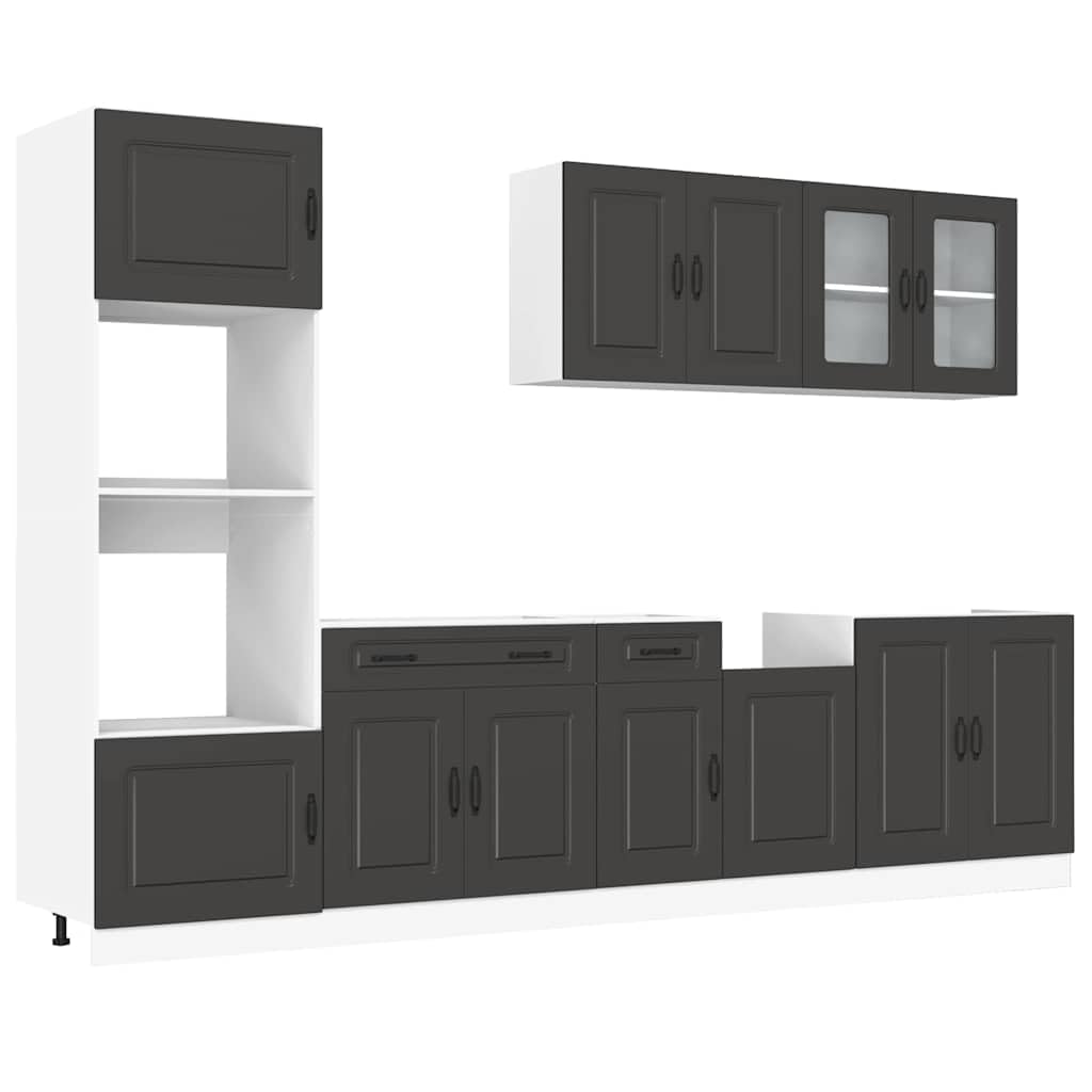 Kalmar - Juego de muebles de cocina (80 x 46 x 81,5 cm, madera con cristal, resistente, para cocina, comedor, pasillo, 7 piezas)