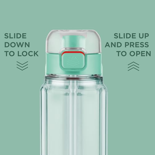 Image of MILTON Aston 700 BPA & BPS-Free Water Bottle 700 ml| Food-Grade Plastic | One-Click Open | Leak-Proof | Sip & Gulp Lid I Ideal for Office, School, College, Gym, Turquoise Blue