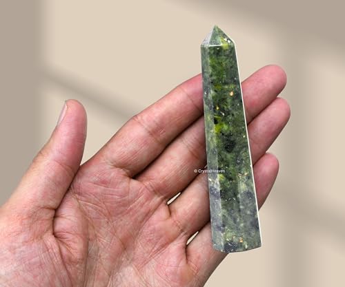 Image of Certified Green Jade Crystal Tower Obelisk Point For Chakra, Healing And Balancing - Aaa Grade Original Certified Gemstone Agate For Reiki Meditation Yoga Spiritual (3-4 Inches)