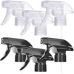 6 Pack Spray Bottle Nozzle Replacement, Universal Spray Tops, Mist & Stream | Sprayer Head Part for 16 oz, 24 oz, 32 oz Bottles, w/ Tube for Cleaning Solutions, Planting, Hair, Essential Oils, Detailing