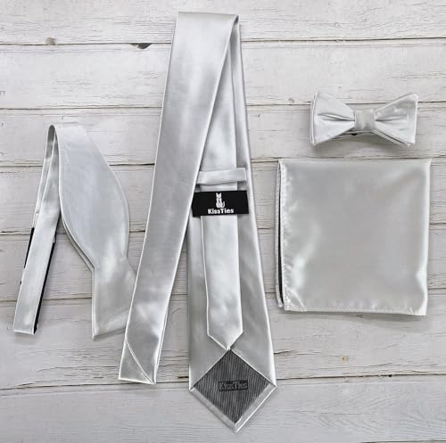Image of KissTies 6PCS Satin Pocket Square Plain Color Handkerchief Gift Set