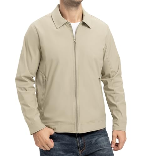YSENTO Men's Light Jackets Lightweight Bomber Jackets Collared Work Golf Windbreakers with Zip Pockets3