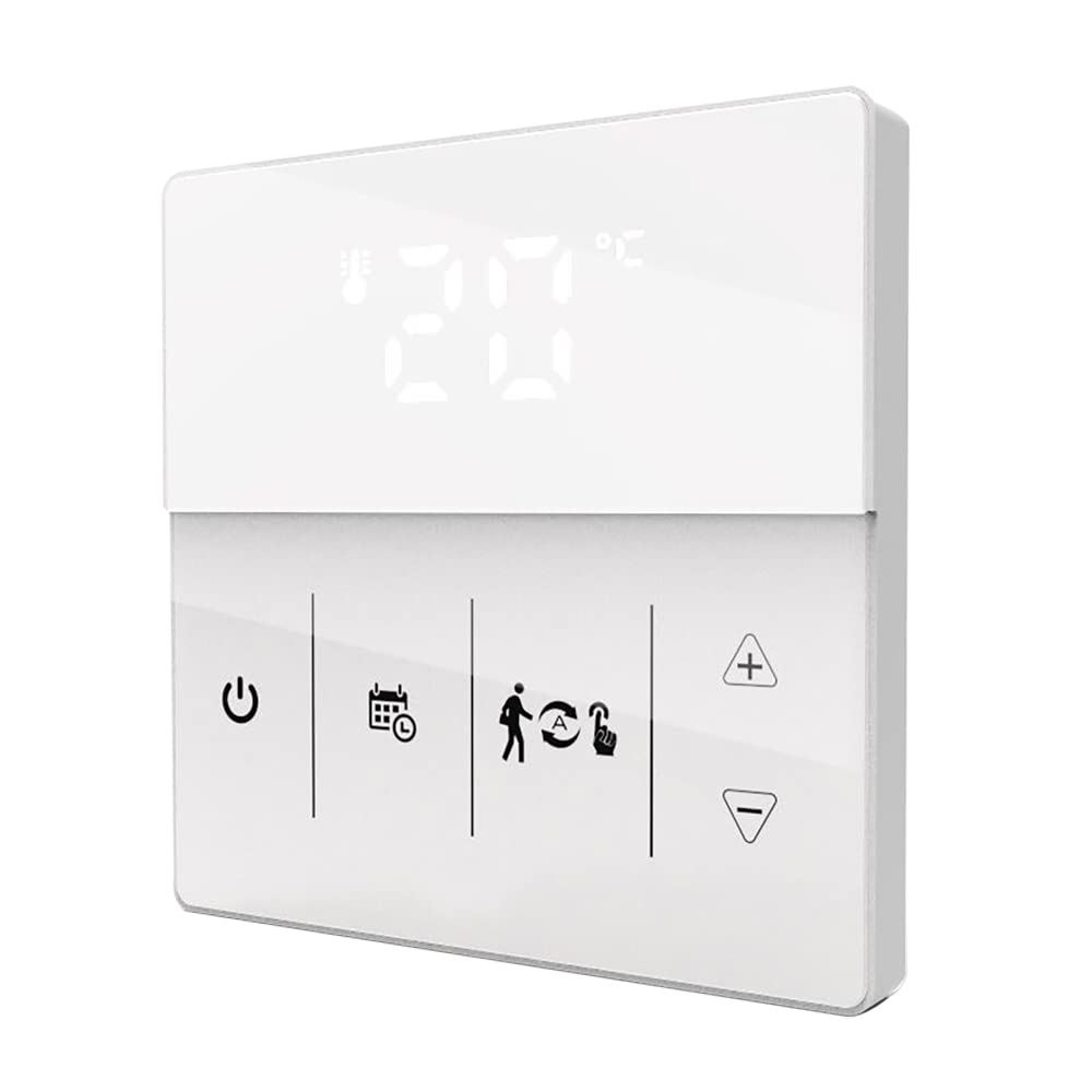 Termostato inteligente programable Caldera de gas/Calefacción de suelo eléctrico Controlador de temperatura WiFi Aplicación de voz Conexión (blanco para calefacción por suelo eléctrico)
