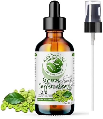 Bella Terra Oils - Green Coffee Bean Oil 4oz - Unveiling the Nutritional Treasure of Coffee Seed Oil, Ideal for Skin Hydration and Vitality