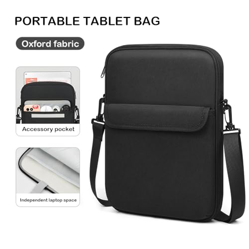 Image of ProElite Tablet Sleeve Bag Upto13 inch for iPad Air 13 /Pro 13 /Pro 12.9 Galaxy Tab S7 /S8 /S9 Plus /S7 /S9 FE Plus 12.4 inch, Lenovo Tab P12, idea tab pro, Yoga Tab Plus, Handle with Shoulder Strap, Black