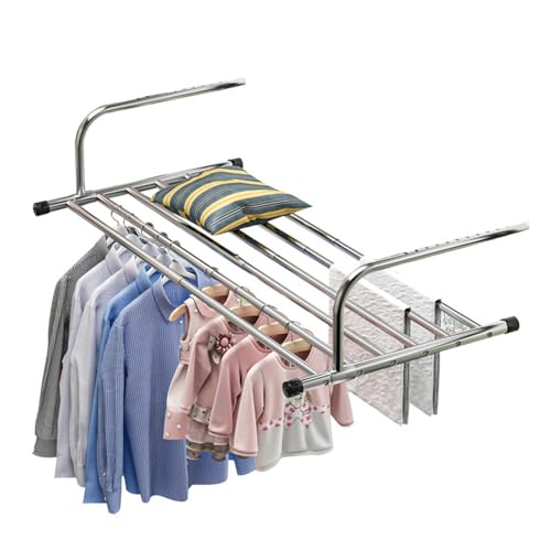 GYLRFA Tendederos De Ropa Plegables De Acero Inoxidable Tendedero para Radiador, Tendederos Plegables Y Compacto, Tendal Abatible Balcón Extensible,para Exterior Y Interiores