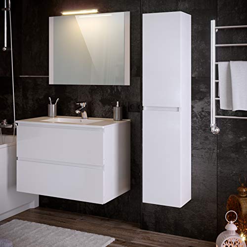 Amazon Brand - Movian Argenton - Wall-mounted Bathroom Cabinet, 2-Doors 4-Shelves, 30 x 27 x 140 cm, White Amazon Brand - Movian Argenton - Wall-mounted Bathroom Cabinet, 2-Doors 4-Shelves, 30 x 27 x 140 cm, White
