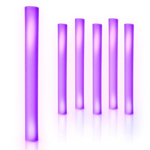 Fun Central 6 Pack 16 Inch Flashing LED Foam Stick Baton (Purple)
