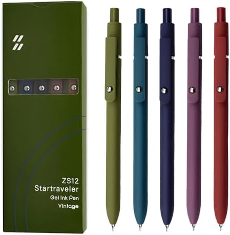 UIXJODO Gel Pens, 5 Pcs 0.5mm Black Ink Pens Fine Point Smooth Wr...