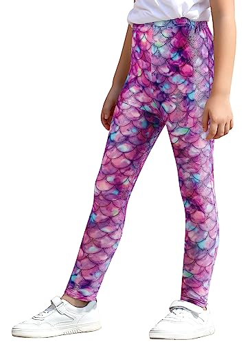 XiaoMoSha Girls Printed Leggings Gradient Mermaid Stretchy Animal Leopard Printed Soft Casual Pants 3-11 Years