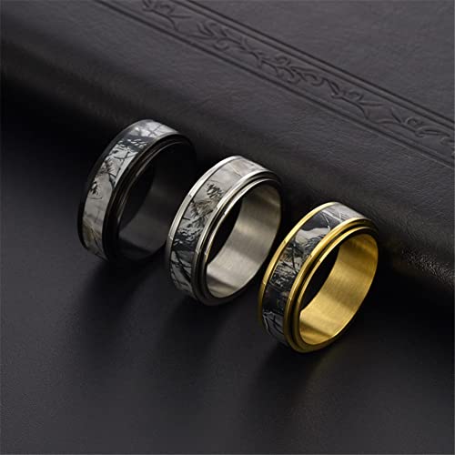 Zkxxj Personalized Hunting Spinner Ring For Men Women,Custom Camouflage Inlay Wedding Band Stainless Steel Fidget Ring Stress Relief Camo Ring For Outdoor Vacation Hunting Gift,Size 6-12 #TOP3
