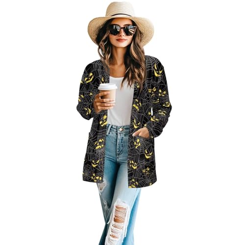 Image of Women's Lightweight Cardigans with Pockets Trendy Long Sleeve Open Front Cardigan Casual Tops Jackets Fall Oufits S-2XL
