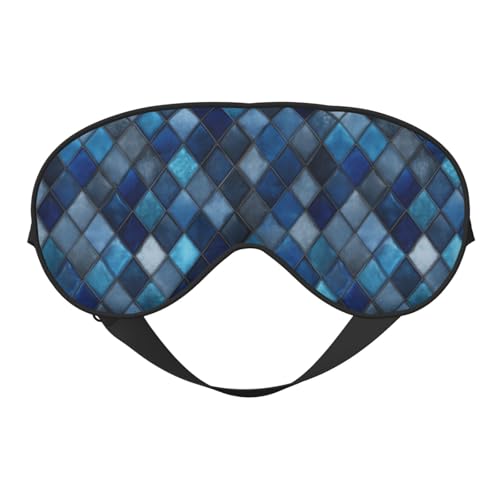 Blue Glass Mosaic Adjustable Sleep Mask - Imitation Silk