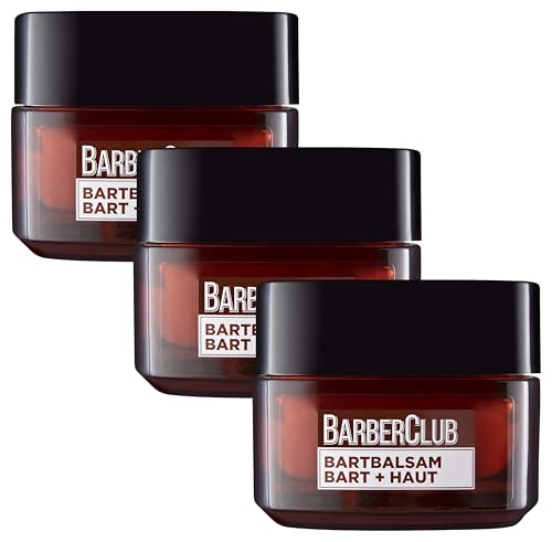L'Oréal Men Expert Bartbalsam Bart + Haut für Männer, Unterstützung beim gesunden Bartwachstum, Bartpflege für Herren mit ätherischem Zedernholzöl, Barber Club, 1 x 50 ml (Packung mit 3)