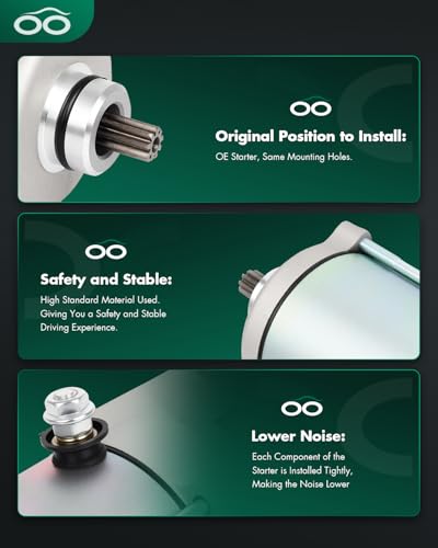 Image of SCITOO Starter Motor 18911 19599 for Arctic Cat 250 2x4 06-09 L 249cc cid for Mitsuba PMDD for 300 10-15 270cc for Arctic Cat 300 2x4 Auto 2010 280cc 12V CW 9-Tooth Pinion PMDD