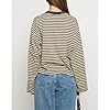 KOSUSANILL Women Oversized Striped Long Sleeve Shirt Crewneck Cropped Tops Drop Shoulder Y2K Preppy Sweatshirt Fall Clothes #4