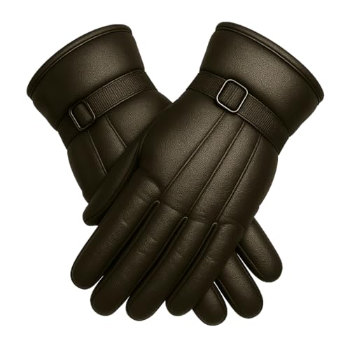 Image of TLN Genuine Leather Gloves for Men | Premium Soft Driving, Biking & Winter Gloves, Warm, Stylish & Durable Hand Gloves for Outdoor & Daily Use