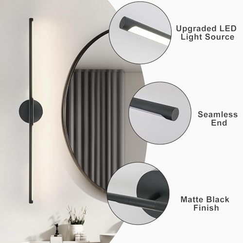 Image of Matte Black Bathroom Light Fixtures Over Mirror 43 Inch, 33W 360 Rotatable Dimmable 4000K Led Vanity Light Bar, Modern Bathroom Vanity Lights Above Mirror
