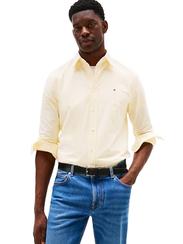 Image of Tommy Hilfiger Men's Long Sleeve Oxford Shirts in Regular Fit, Men's Button Down Shirts, Also Available in Big and Tall