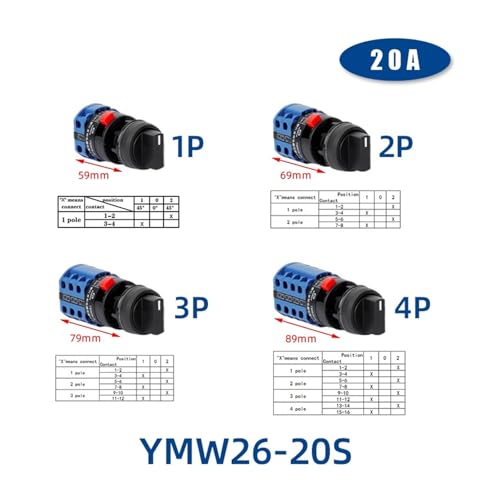 Interruptor de leva giratorio LW26-20S selector de cambio 20A 22mm YMW26 4P S1 5