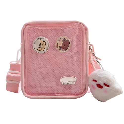 TTCAYU Ita Bag Crossbody with Insert Small Pin Display Trading Purse Kawaii Itabag Min Clear Phone Bag for Girl Women Anime, Pink-small Itabag, 100.7 cubic inches
